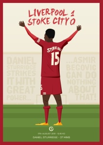 Vitória sobre o Stoke City na estreia da Premier League, rendeu um postal ao Liverpool. Foto: reprodução